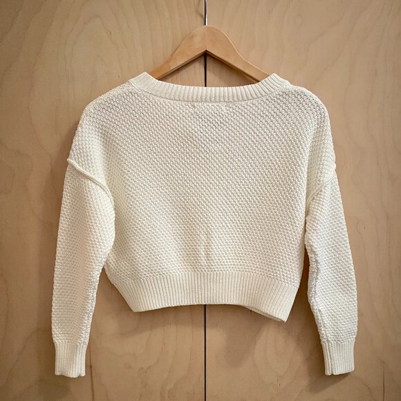 White Cropped Cardigan Sweater - Picture 5 of 6